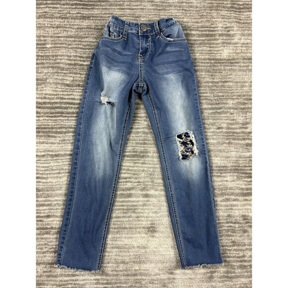 Vigoss Jeans Girls 10 Blue The Austin Ankle‎ Skinny Raw Hem Destroyed Casual - Picture 1 of 12